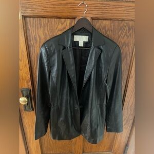Doncaster Long Leather Black Jacket Size 10 Medium EUC